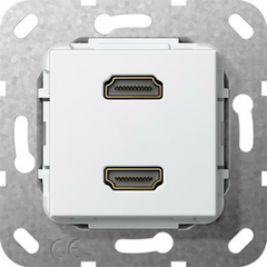 Розетка двойная HDMI Gira System 55 чисто-белый глянцевый 567103